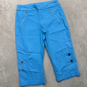 Jamie Sadock Pants Women's 10 Golf Capri Pants Sky Blue Zip Pockets Cargo Style